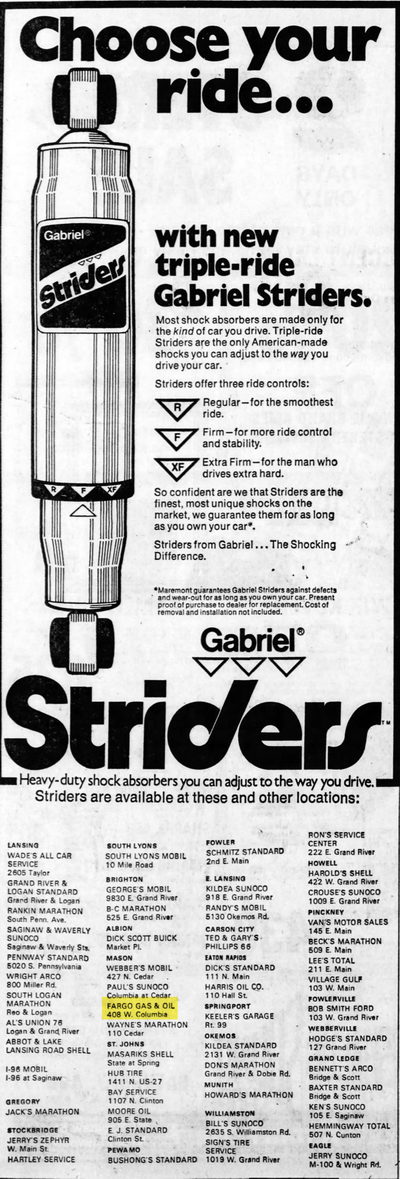Fargo Gas - Aug 15 1974 Ad For Shocks